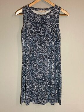LOFT Petites Sleeveless Blue Paisley Bandanna Print Dress Sz XS